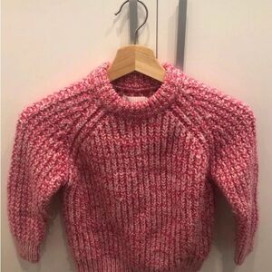 Zara Pink and White Crew Neck Sweater